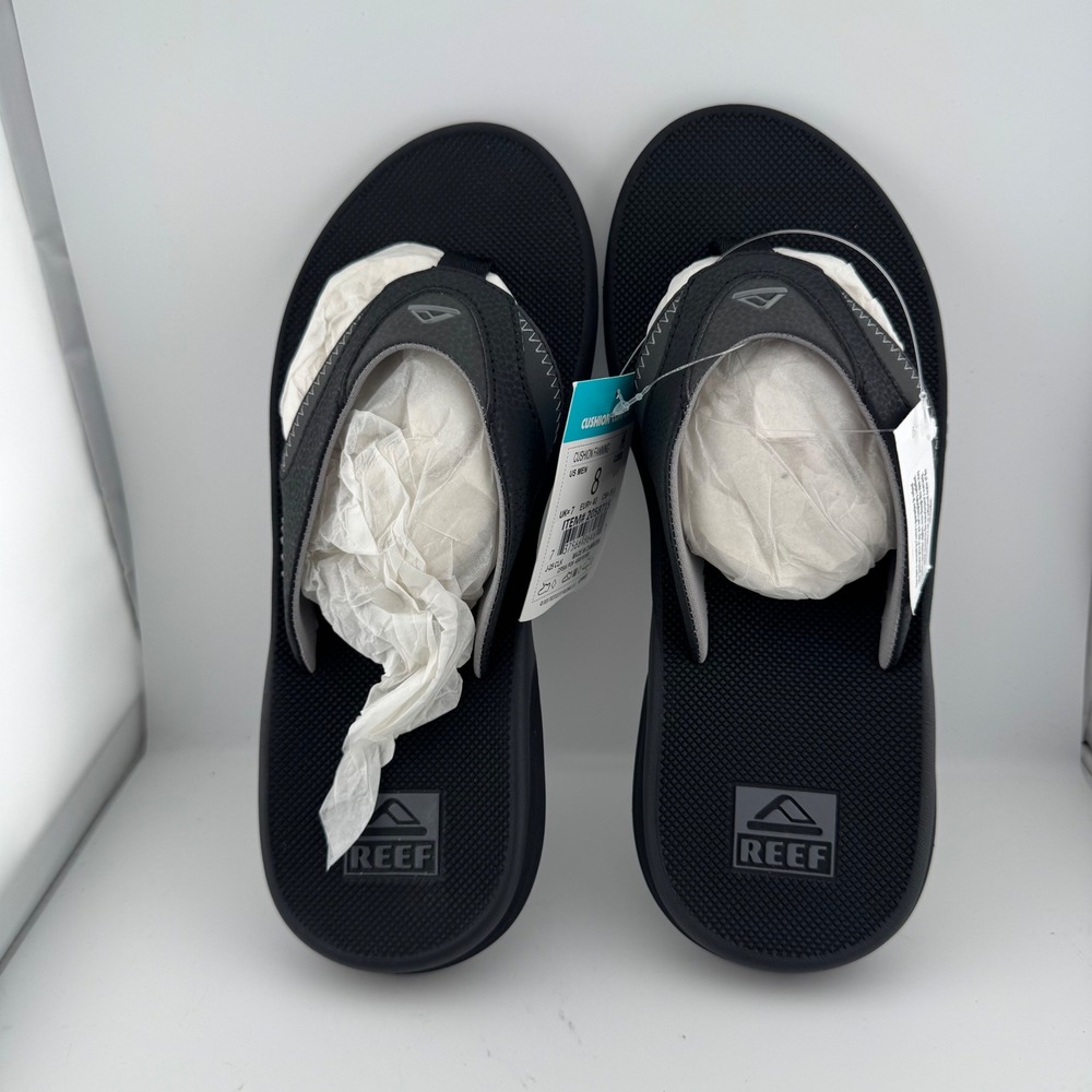 Reef Cushion Fanning Sandals Mens 8 Black NWT Bottle Opener Flip Flops 2058715